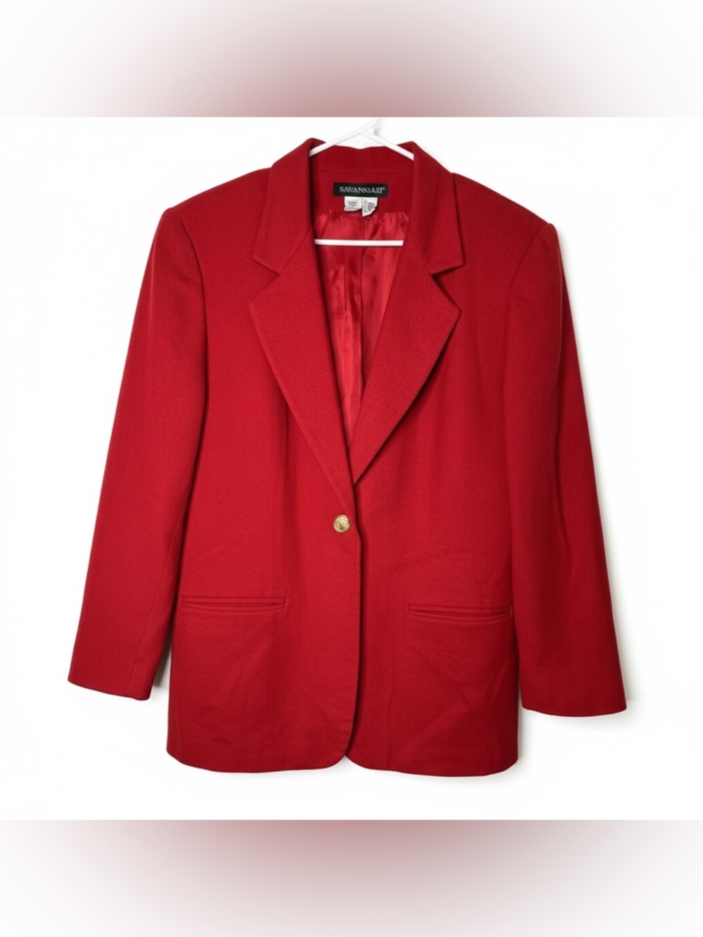 Savannah 100% wool Red Single-Button Classic Blazer Misses 12